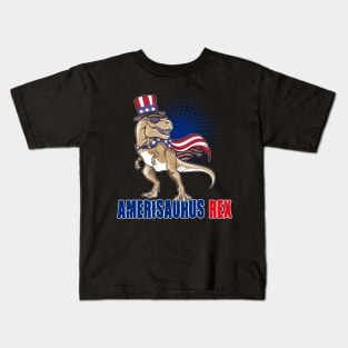 Amerisaurus Rex T-Rex Dinosaur 4th Of July Kids T-Shirt